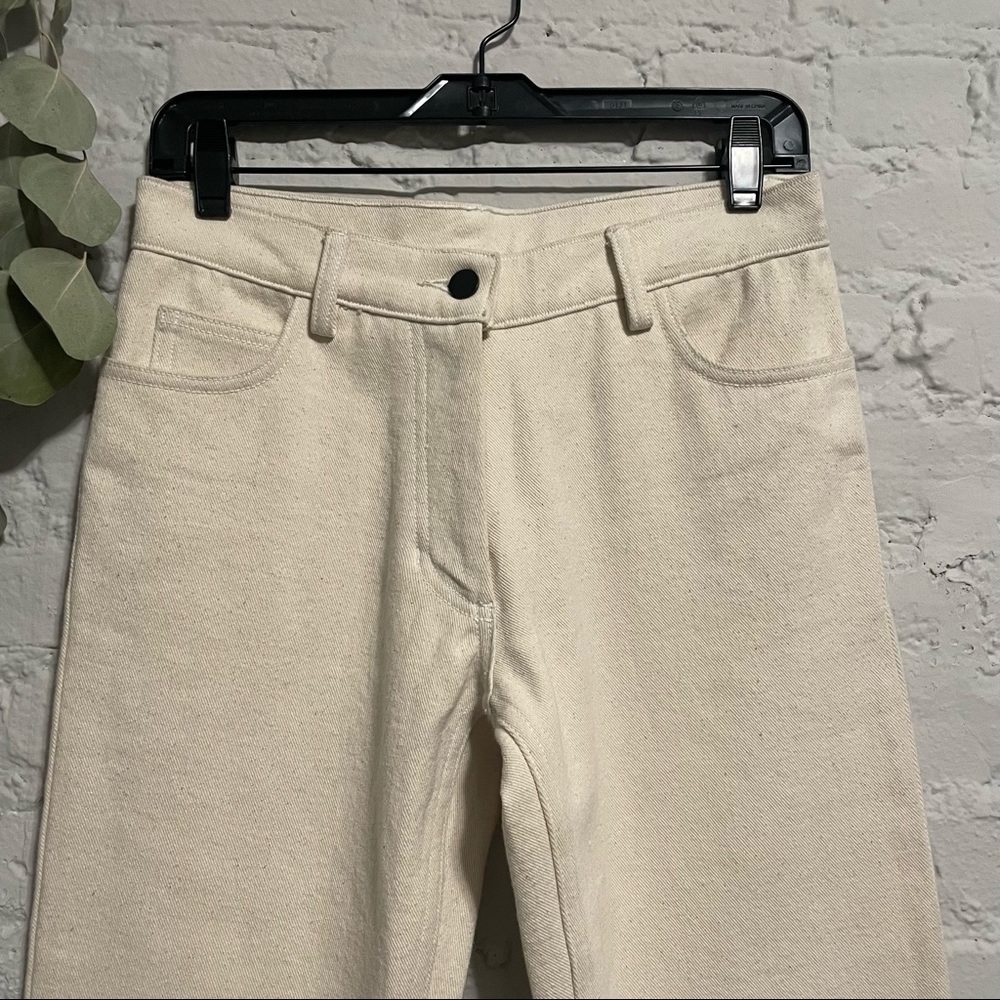 Cream Canvas Straight Leg Pants - Picture 3 of 6
